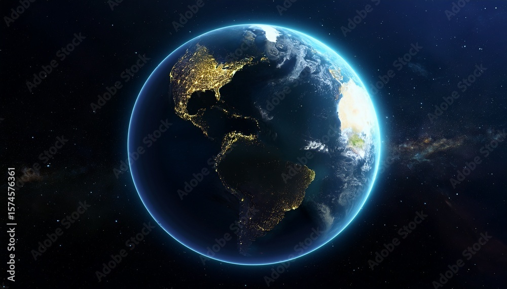 Obraz premium planet earth from the space at night 3d render