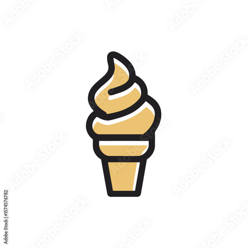 Swirl icecream melts stylishly minimal dessert cone simple background