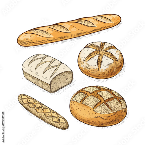 Bread hand drawn set
