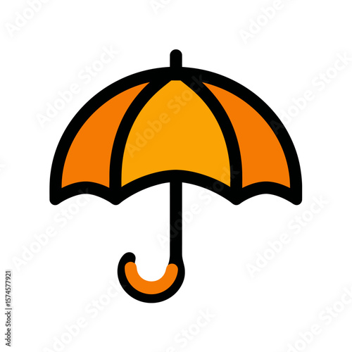 Orange umbrella protects against rain weather isolated design
