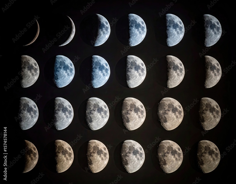 Obraz premium Moon phases in a grid (2)