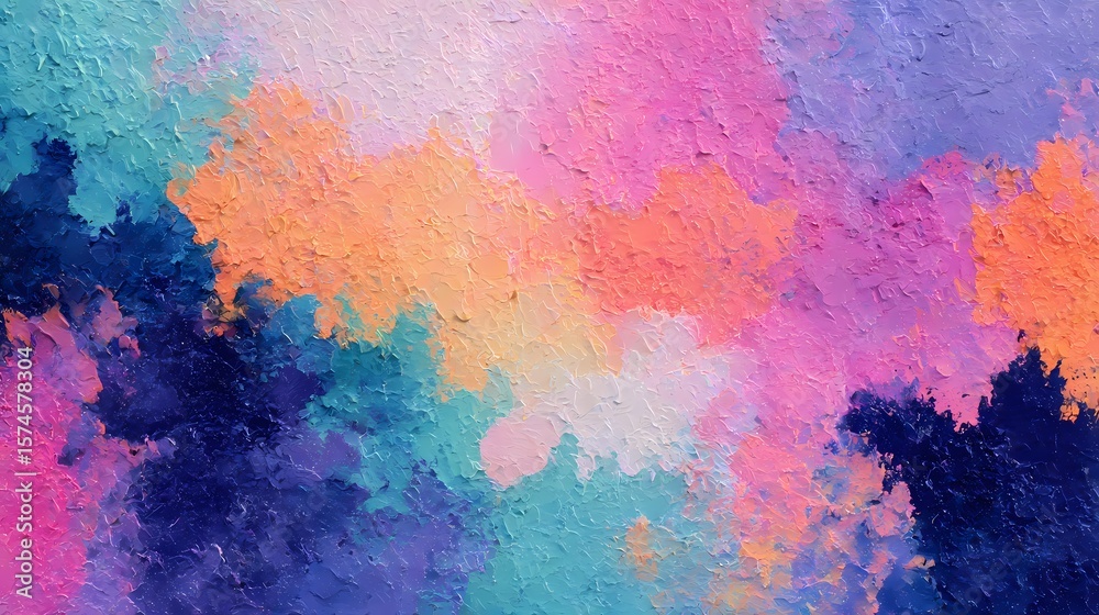 Fototapeta premium Abstract impasto painting with dynamic brush textures and expressive color palette, modern abstract artwork featuring layered paint strokes and vibrant depth, contemporary abstract impasto art