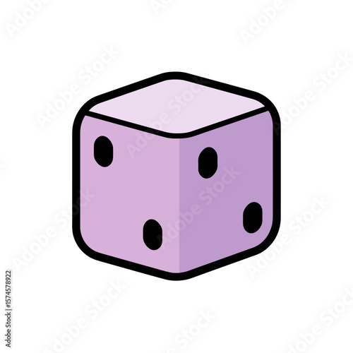 Lilac die displays dots on facing sides isolated graphic