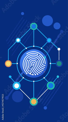 A blue and white image of a circle with a lot of dots and lines. The dots and lines are connected to each other in a web-like pattern. The image is of a computer screen or a digital device