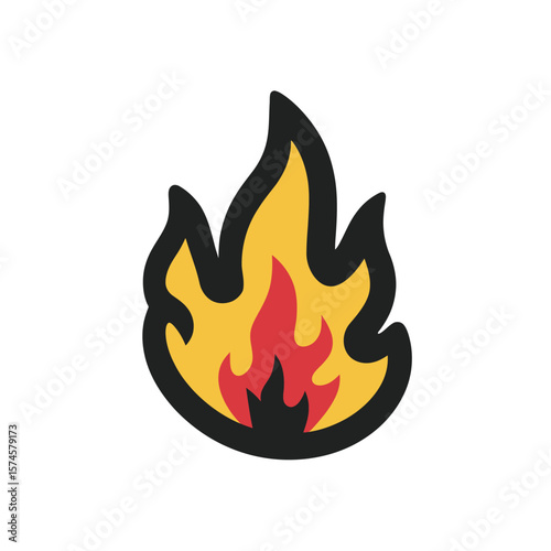 Flame icon blazes brightly against white background drawing attention