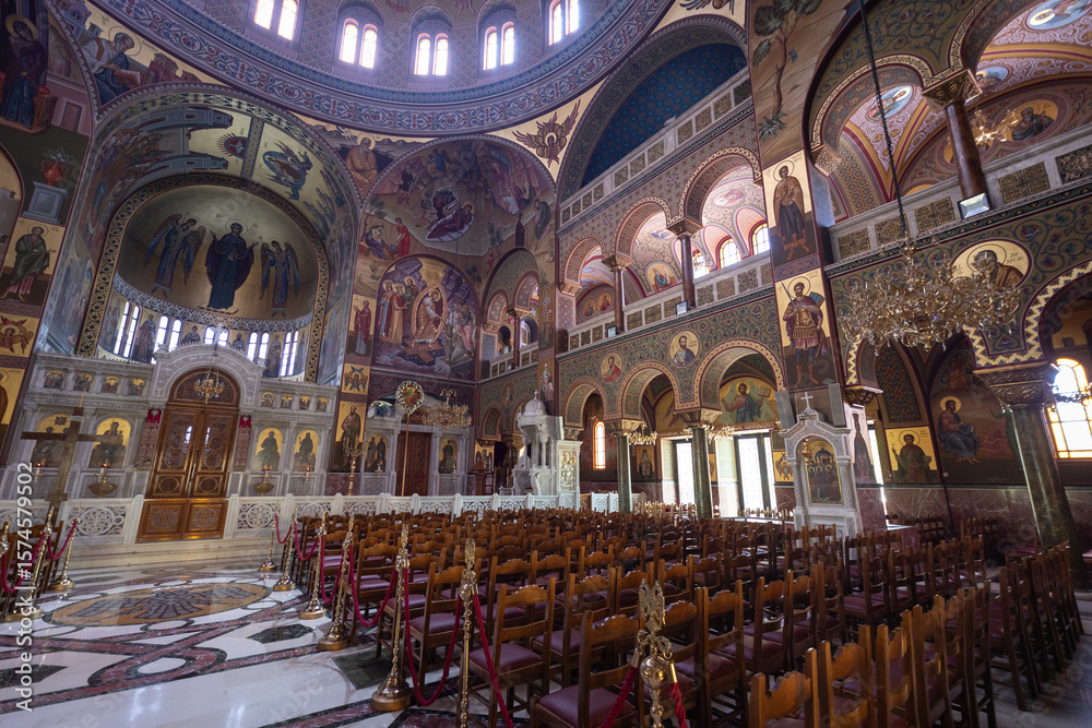 Obraz premium Interior of the Holy Cathedral Church of Holy Trinity of Piraeus, Athens