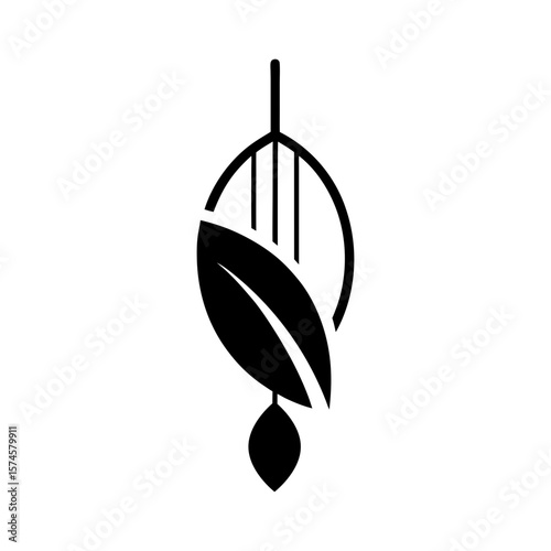 Minimalist wind chime made of leaves for organic lifestyle and eco inspired decoration