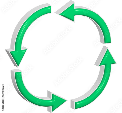 Free Download A vibrant three-dimensional representation of green arrows forming a continuous circular motion against a sleek black background. - GFXLoad