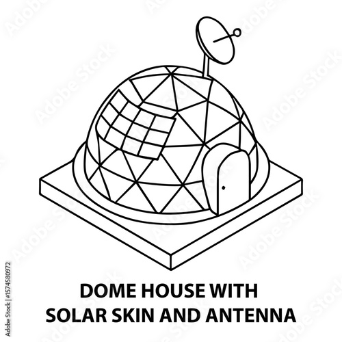 Dome house with solar panels and antenna geodesic home futuristic living sustainable architecture design