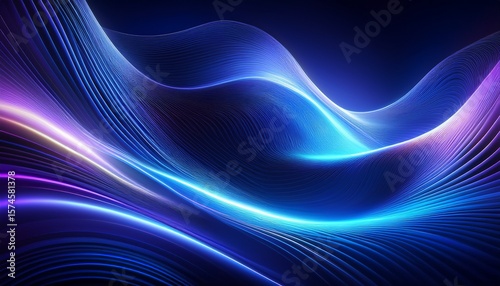 Wallpaper Mural dark blue abstract background with ultraviolet neon glow blurry light lines waves Torontodigital.ca
