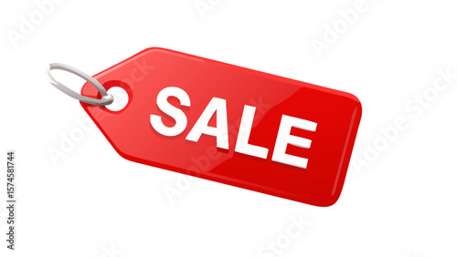 Red sale tag vector image for promotional offers and discount marketing design