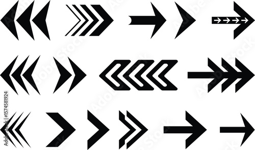 Set of vector arrows in various styles for design and navigation elements