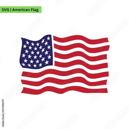 A playful American flag vector logo design integrating elements like balloons and confetti, symbolizing celebration and joy in a festive and colorful way.