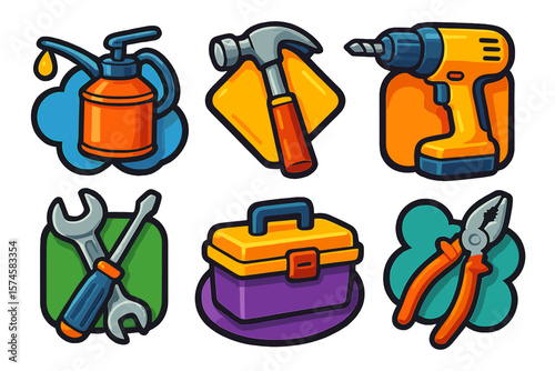 Tools and equipment icons for home improvement and repair projects