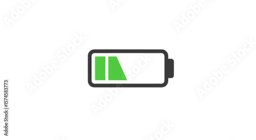 Battery charging icon with green fill, plain white background