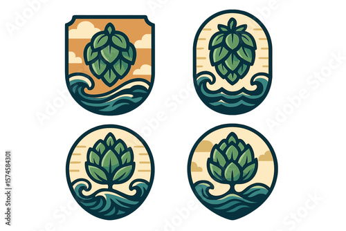 Unique designs featuring hops and waves showcasing nature's beauty in a vibrant coastal setting
