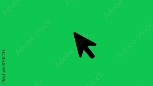 4k mouse cursor click icon animation. Single and double click arrow on green screen

