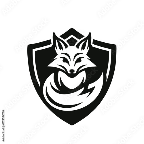 Fox Shield logo icon design illustration