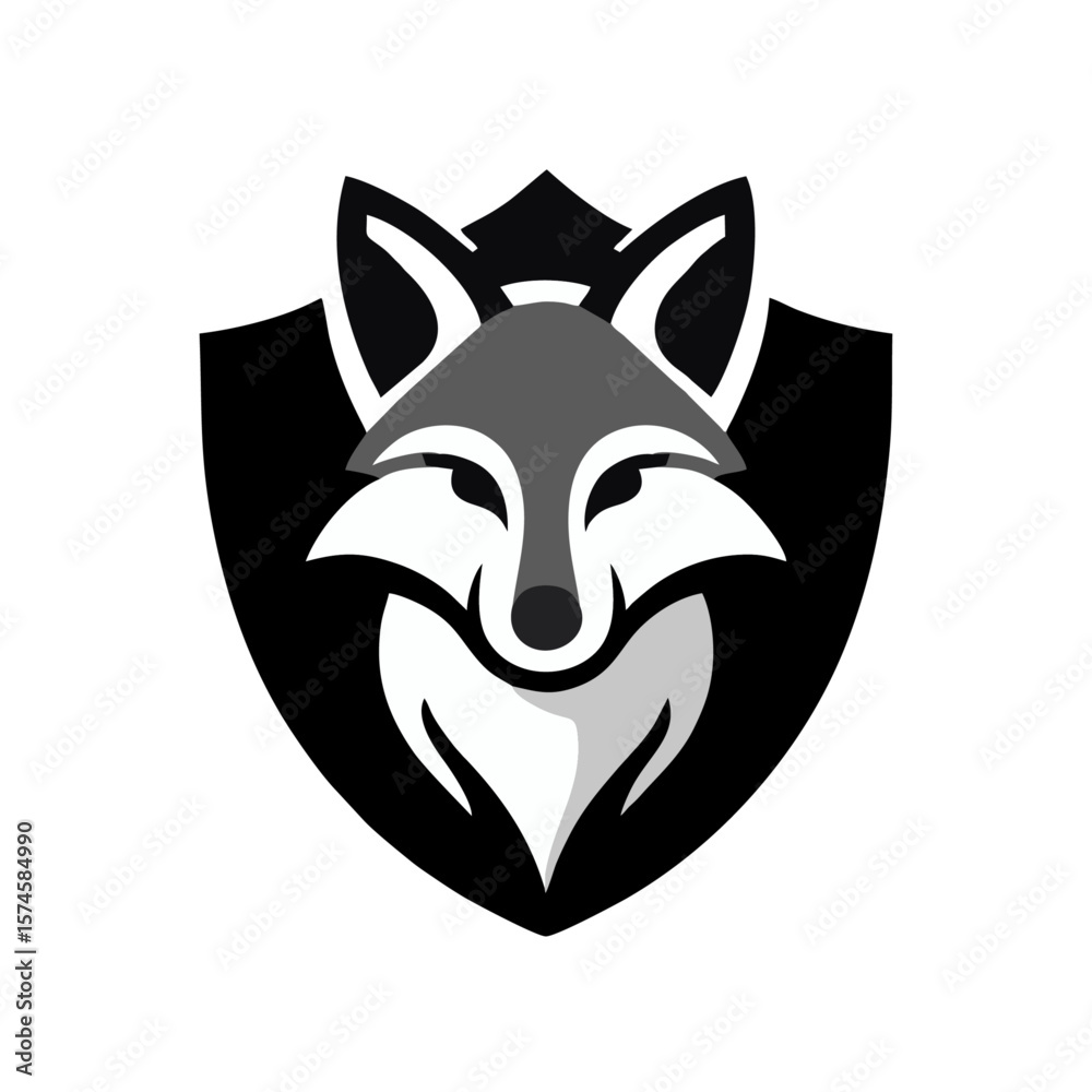 Fototapeta premium Fox Shield logo icon design illustration