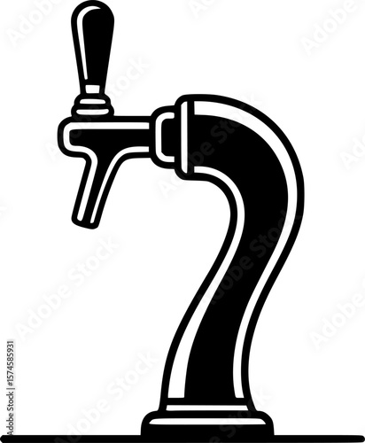 Bold silhouette of beer tap with sleek handle for International Beer Day pub decor