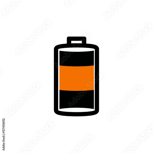 Battery icon indicates power level over white background simple design