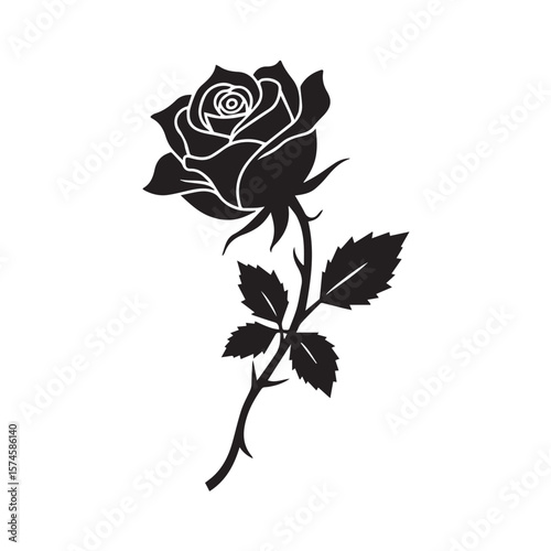 silhouette of rose isolated on white background. Vector illustration., Adobe Illustrator Artwork
