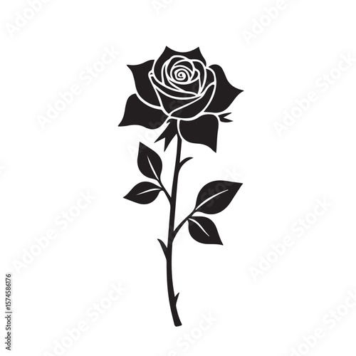 silhouette of rose isolated on white background. Vector illustration., Adobe Illustrator Artwork
