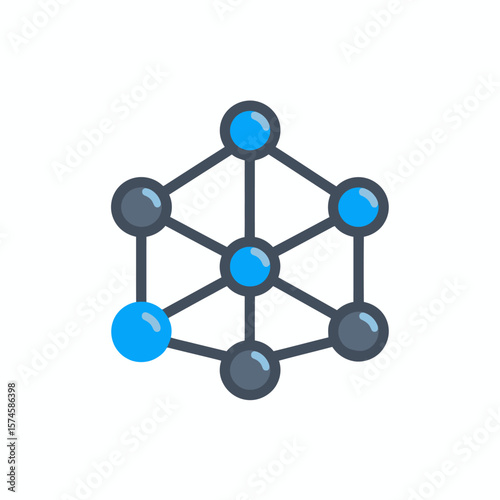 Network connects nodes showing interconnected global illustration