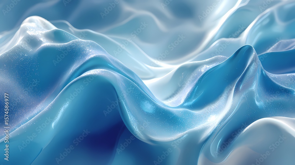 Obraz premium Luminous Teal and Blue Fractal Waves on Soft Blur