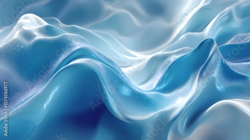 Luminous Teal and Blue Fractal Waves on Soft Blur