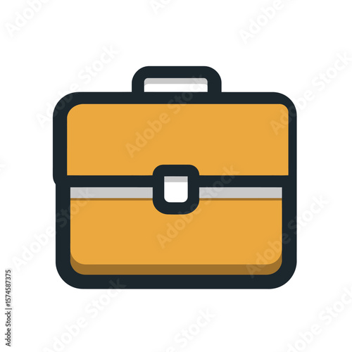 Yellow briefcase closes business documents isolated illustration