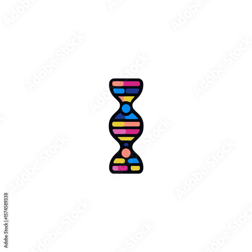 Colorful dna strands encode genome on white background detail