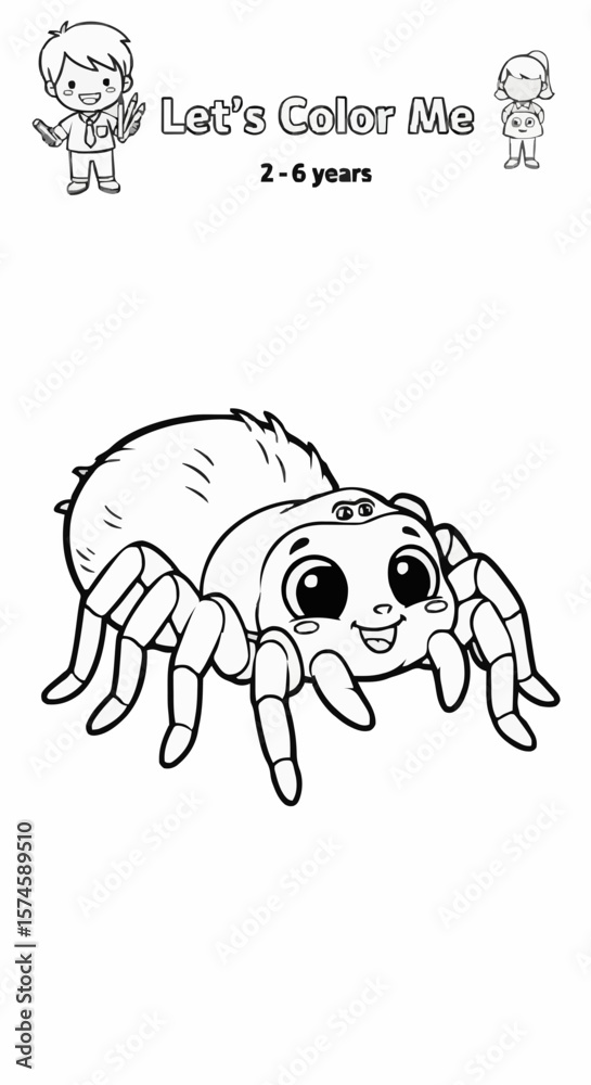 Fototapeta premium Children's coloring pictures of a tarantula