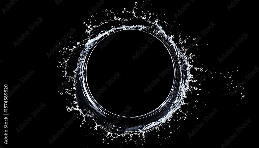 Fototapeta premium Circular water splash on black background (1)