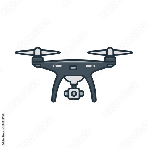 Drone icon hovers aerial surveillance technology modern design isolated