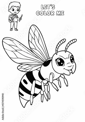 Children's coloring pictures of a wasp