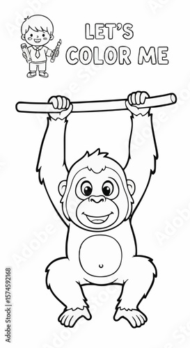 Children's coloring pictures of an orangutan