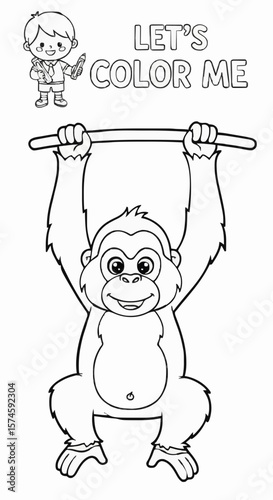 Children's coloring pictures of an orangutan