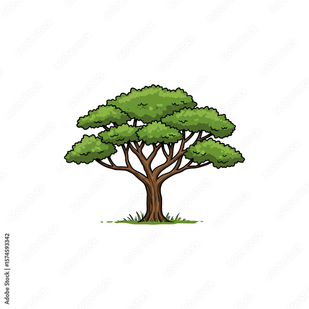 Obraz premium Colorful Icon of African Sapele Tree with No White