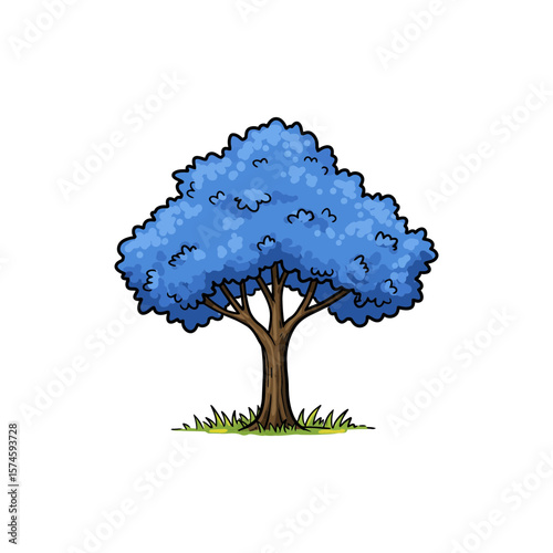 Colorful Icon of Blue Beech Tree with No White
