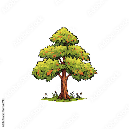 Colorful Icon of Bald Cypress Tree with No White