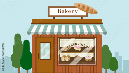 Flat illustration of bakery shop