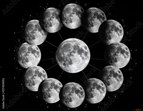 Lunar phases in a circular arrangement