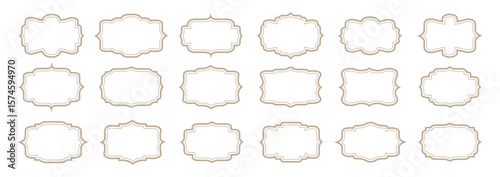 Ornamental label frames. Set of ornate labels, decorative vintage frame and retro badge. Royal wedding insignia, sale sticker or invitation card.