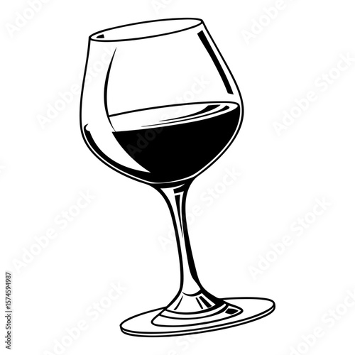 Black silhouette of a wine glass with dark liquid drink