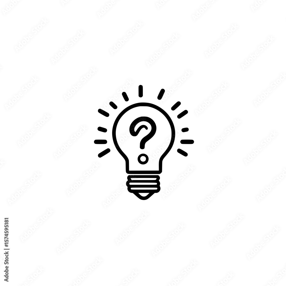 Light bulb with question mark inside representing curiosity creative thinking and problem solving vector Light bulb with question mark inside representing curiosity creative thinking and problem solving vector