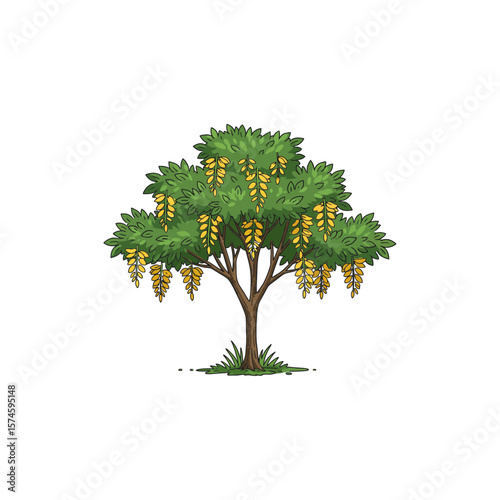 Colorful Golden Rain Tree Icon with No White Background