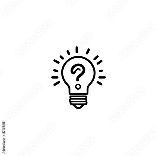Light bulb with question mark inside representing curiosity creative thinking and problem solving vector