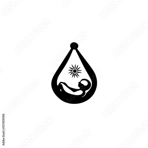 Sun inside a water droplet symbolizing nature balance sustainability and environmental harmony vector