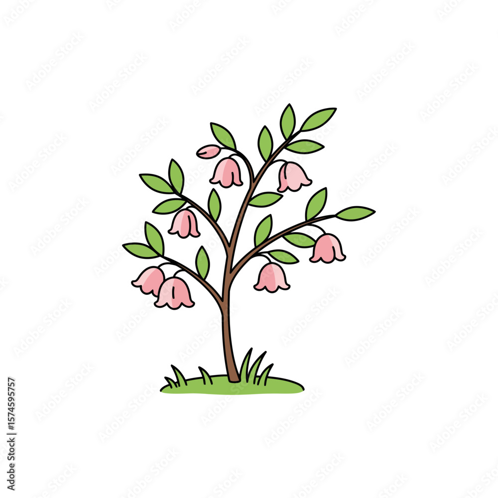 Obraz premium Colorful Icon of Japanese Snowbell Tree with No White